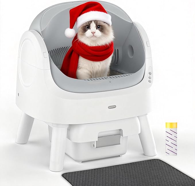 Self Cleaning Cat Litter Box, Automatic Litter Box for Multiple Cats, Integrated Safety Protection with Open-Top Design
