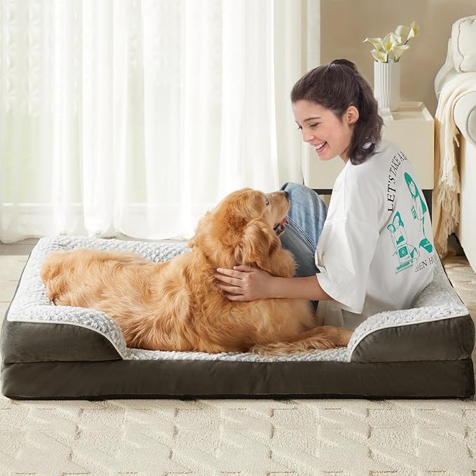 Orthopedic Dog Bed for Medium Dogs, Egg Crate Foam Bed for Medium Dogs, Equipped with Removable Waterproof Pillow Cover and Anti-Slip Bottom, Pet Bed