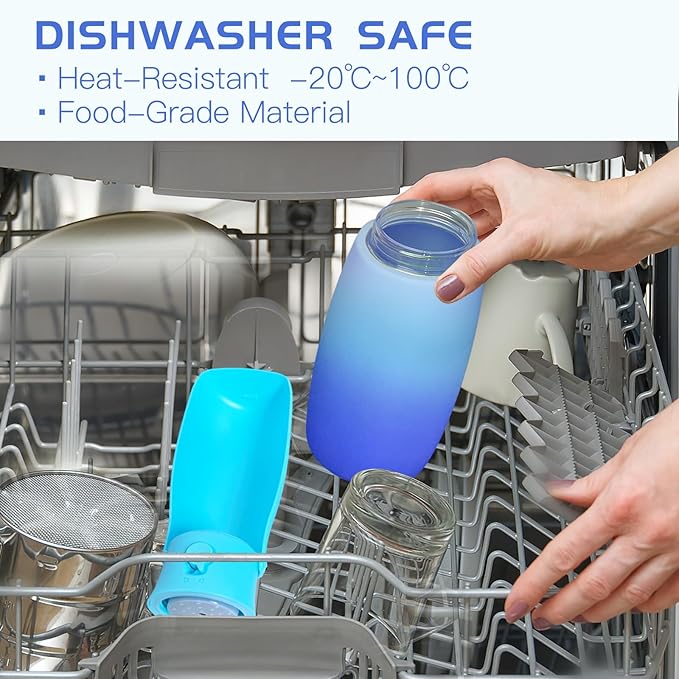 Dog Water Bottle Portable 19Oz - Food Grade Plastic & Leak Proof Puppy Travel Water Bowl Dispenser, Pet Accessories for Outdoor Walking Camping, Dogs Birthday Gifts (Blue)