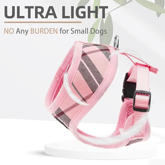 PUPTECK Soft Mesh Dog Harness and Leash Set Pet Puppy Cat Comfort Padded Vest No Pull Harnesses, Light Pink, S