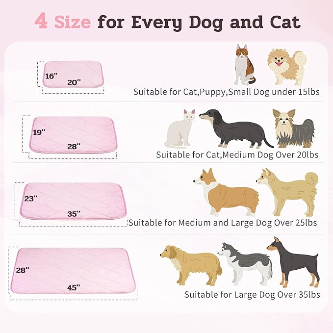NWK Fluffy Self Warming Cat Mat, Cat Blanket, Thermal Dog Mat, Washable, Non-Slip Bottom for Sofa & Crate & Kennel & Car Seat (Blush Pink, Large (35'' X 23'' X 0.4''))