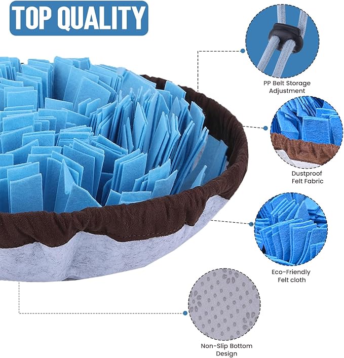 PET ARENA Snuffle Mat for Dogs - Adjustable Interactive Puzzle Toy for Large & Small Breed Slow Feeder for Mental Stimulation & Stress Relief Encourages Natural Foraging Ideal for Indoor & Outdoor Use