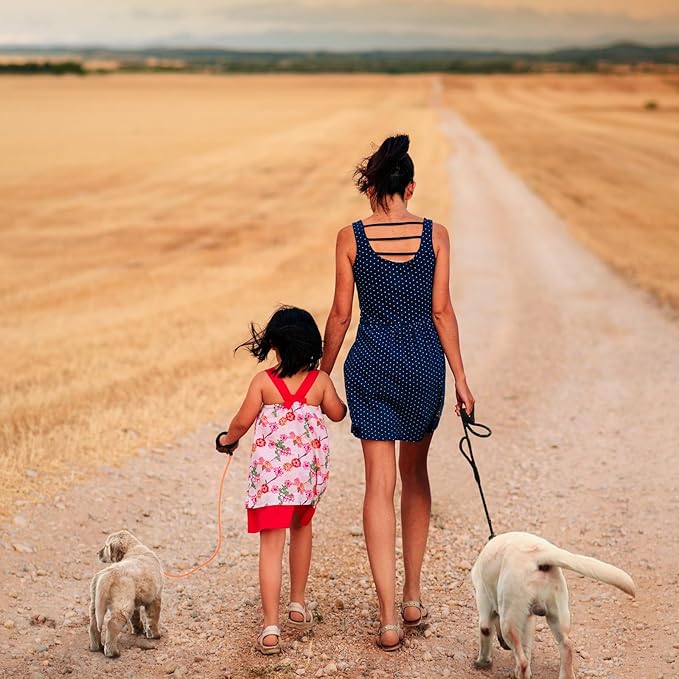 Twin Tails Leash Set - 5ft Double Handle Dog Leash and 4.5ft Lightweight Premium Rope Dog Leashes, Reflective Pet Leashes for Small Medium and Large, Dogs Kid-Friendly Family Set,