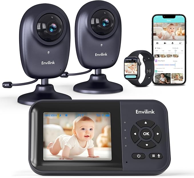 Smart Baby WiFi Monitor with App, 1080P Baby Camera, AI Detection, 2-Way Talk, Night Vision, VOX Mode, 5 Lullabies, 1200ft Long Range 2.8" LCD Display for Home Use