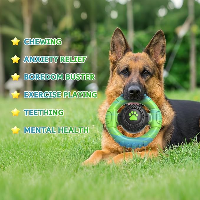 Dog Toys for Aggressive Chewers Large Medium Breed, Indestructible Squeaky Dog Chew Toys, Tough Nylon Rubber Interactive Dog Toys to Keep Them Busy
