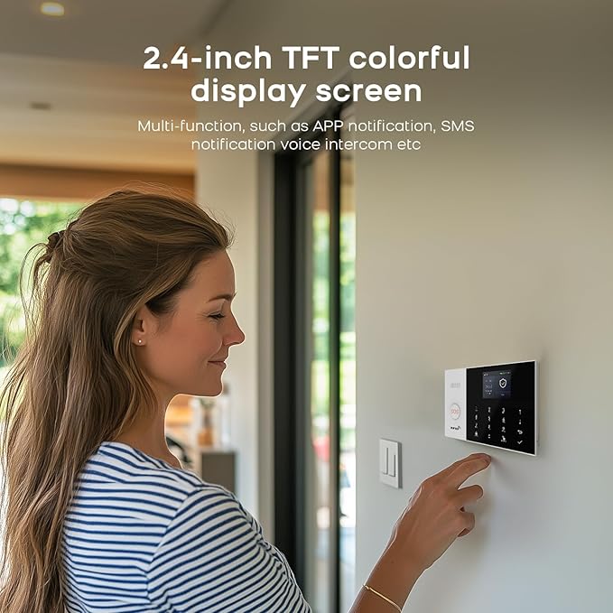 PGST Wireless Home Security Systems,24 PCS DIY Home Alarm System with Door Sensor,Motion Detector,Remote,4G GSM Call/SMS/Tuya App Alerts,Work with Alexa for Villa,Home,Apartment