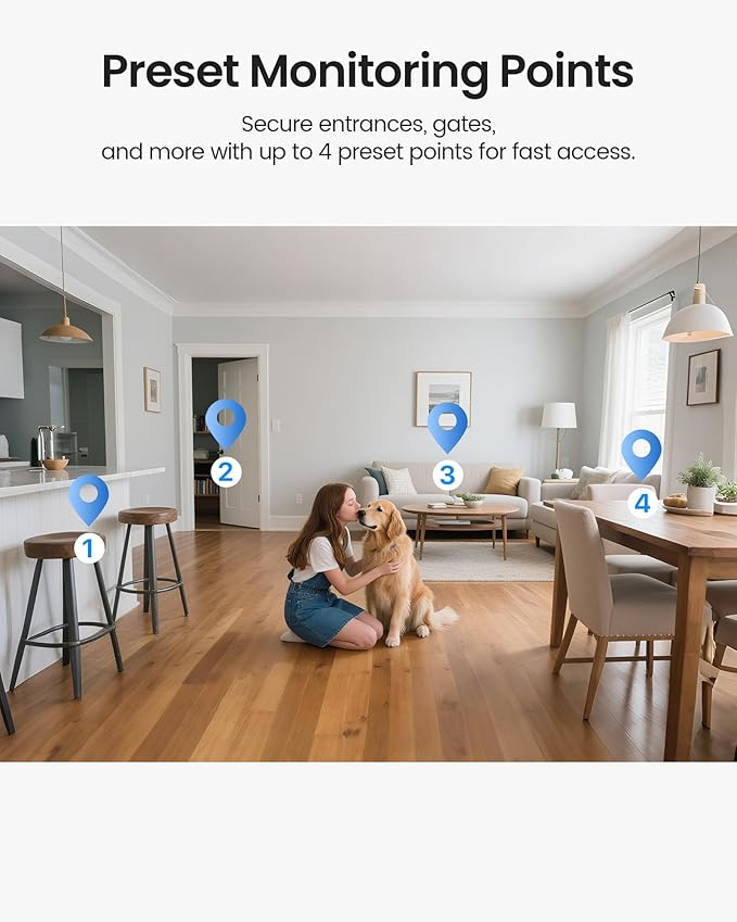 ZOSI 4K Indoor Security Camera, C518 WiFi Pan/Tilt Pet/Dog/Baby Plug-in IP Camera, Auto Tracking, AI Human/Face/Pet Detection, 360° View, Night Vision, 2-Way Audio, 5GHz/2.4GHz WiFi, 64G Memory Card