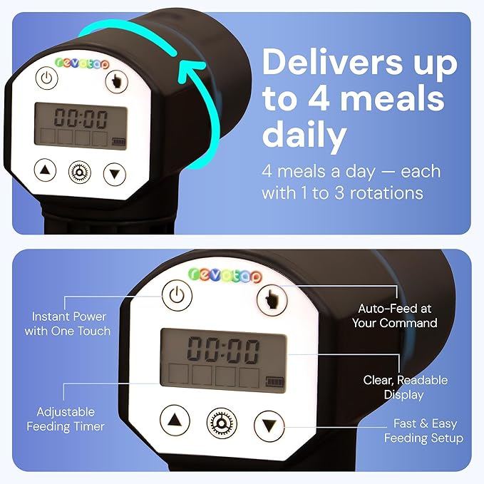 Auto Fish Feeder for Aquariums – Automatic Timer Dispenser with LCD Display & Adjustable Settings – Great for Vacation or Daily Feeding