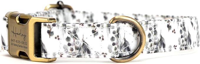 Personalized Dog Collar with Name and Phone Number Engraved,Adjustable Custom Puppy Collar,Organic Cotton Pet Collar for Small Medium Large Boy Girl Dogs