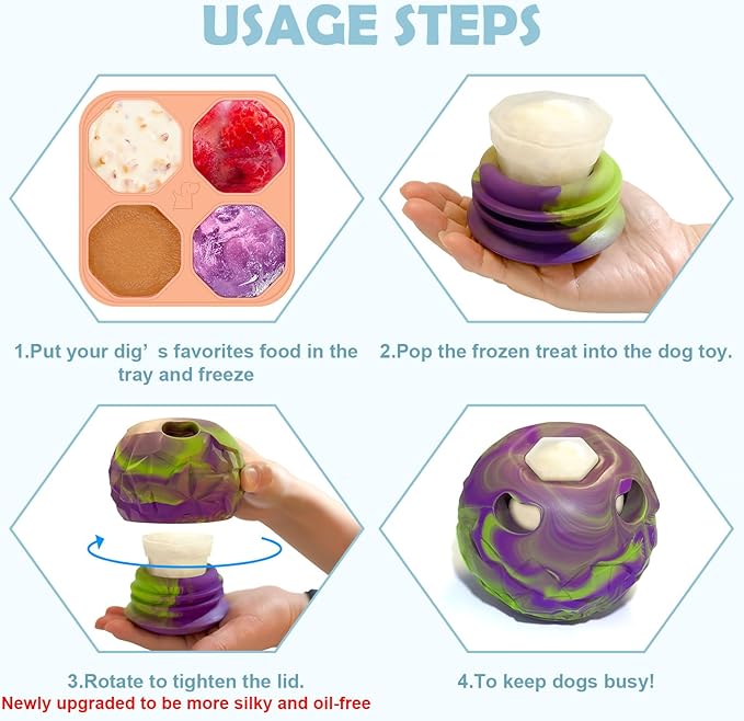 Dog Frozen Treat Toy, Slow Food Training to Relieve Boredom and Stimulating, Interactive Treat Dispensing Dog Toy, Interactive Chew Toys, Super Easy to Open Clean, for Small Dogs (purple, Large)