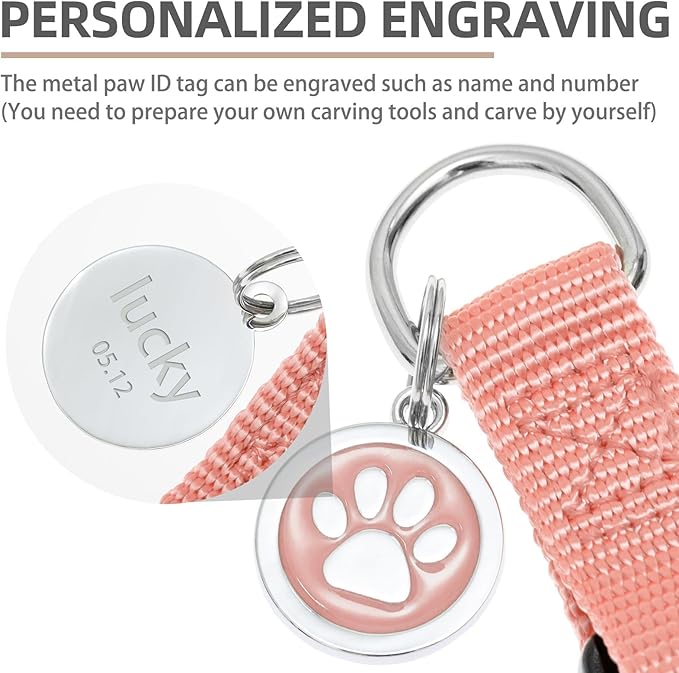 PUPTECK No Pull Dog Harness Soft Adjustable Basic Nylon Step in Puppy Vest Outdoor Walking with ID Tag, LightCoral, XS