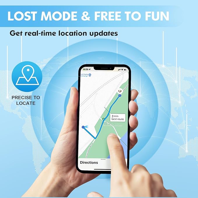 GPS Tracker for Dogs&Cats, 2 in 1 Pet Tracking Smart Collar (Only iOS), No Monthly Fee GPS Tracker Dog Collar, Real-time Location Comfortable PU Tracker for Small, Medium Large Dogs(Locator Included)