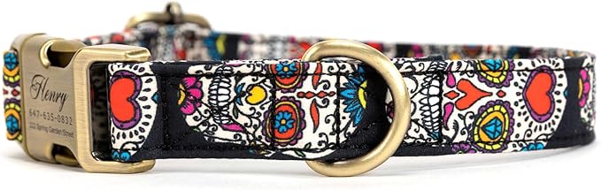 Personalized Dog Collar with Name and Phone Number Engraved,Adjustable Custom Puppy Collar,Organic Cotton Pet Collar for Small Medium Large Boy Girl Dogs