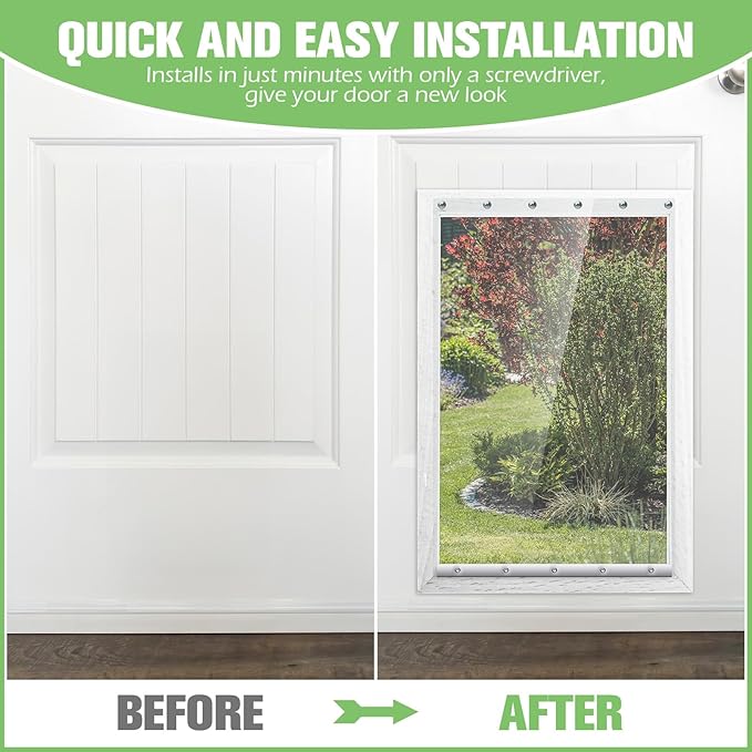 Ripeng 1 Pcs Dog Door Replacement Flaps 15 x 23.5 Inch Compatible with Dog Door Model DSRWSL, Fit Dogs up to 120 lbs, Clear Flexible Weatherproof Pet Supplies Home Flap, Easy to Install