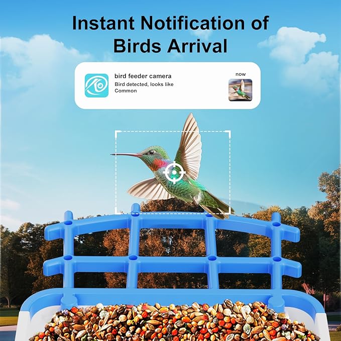 Solar-Powered Smart Bird Feeder with Camera, 3MP UHD Wireless Bird Watching Camera for Outdoors with AI Identify Birds Species, 2L Seed Capacity, and 2K Live Stream, Gift for Birds Lovers, Moms & Dads