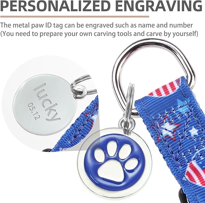 PUPTECK No Pull Dog Harness Soft Adjustable Basic Nylon Step in Puppy Vest Outdoor Walking with ID Tag, American Flag, XS