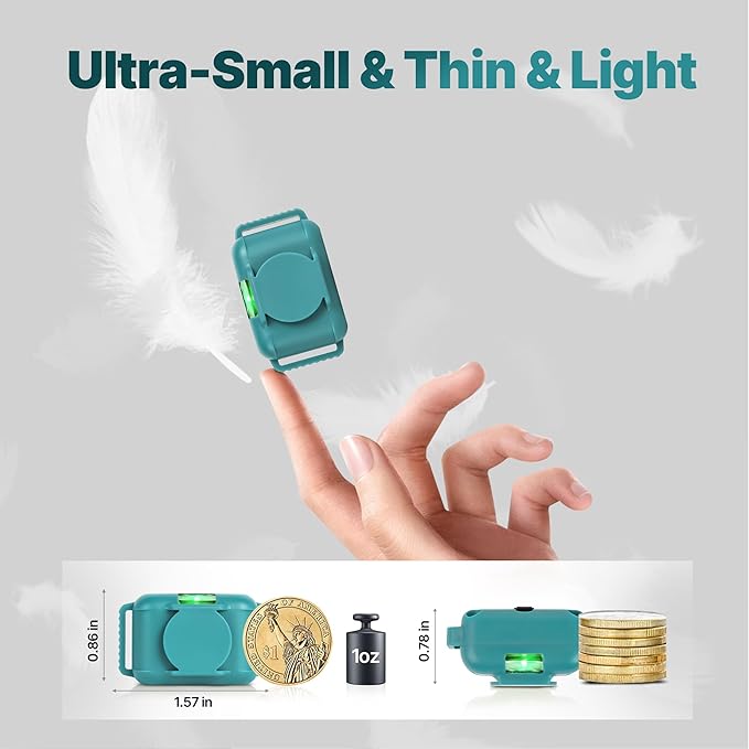 Cat Training Collar No Shock,Tiniest Vibrating Cat Collar with Remote 2000ft, Vibration Collar for Small Cat 5-15lbs & Medium Large Cats, Safe Lock, Beep, Vibrate, No Prongs, Waterproof, Cyan