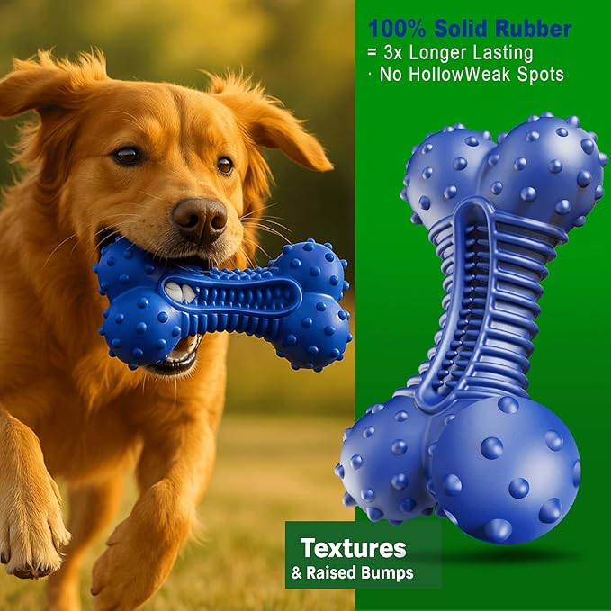 Dog Toys for Aggressive Chewers, Indestructible Chew Toys for Medium Large Dogs,Durable Rubber Dog Bones with Beef Flavor, Tough Dental Toy for Boredom Relief