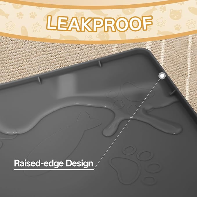 Cat Litter Mat for Litter Box,Large 35" X 24" Silicone Cat Litter Trapping Mat,Urine-Proof & Waterproof Kitty Litter Mats for Floor,Grey