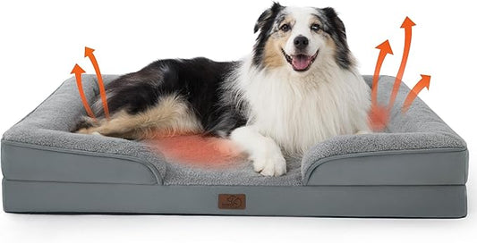 Bedsure XL Self Warming Orthopedic Dog Bed for Extra Large Dogs - Washable XLarge Dog Bed Waterproof, Comfort Pet Couch with Removable Cover, Pets Sofa with Nonskid Bottom, Grey, Non-Electric