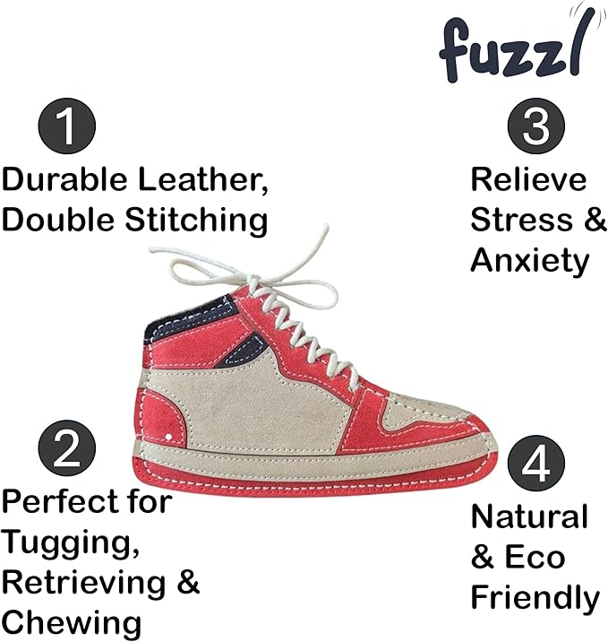 Eco Leather Sneaker Toy Natural and Tough Dog Toys - Long Lasting Chew Toys for Aggressive Chewers - Strong Dog Toy for Dogs and Puppy