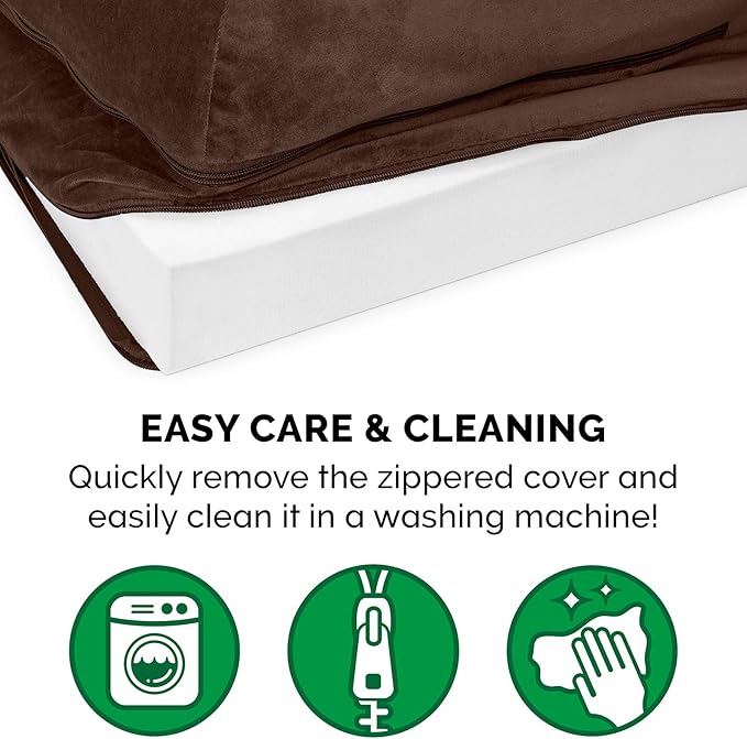 Furhaven Orthopedic Dog Bed for Large Dogs w/ Removable Bolsters & Washable Cover, For Dogs Up to 125 lbs - Plush & Velvet L Shaped Chaise - Sable Brown, Jumbo Plus/XXL