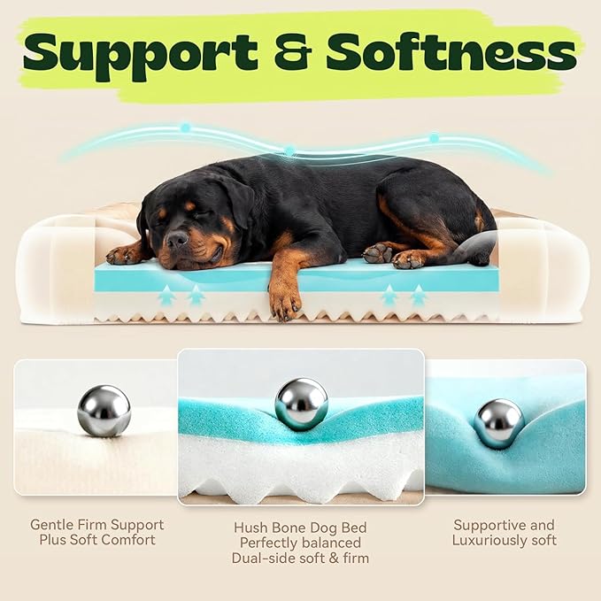 Cooling Dog Beds for Extra Large Dogs with Removable Washable Covers,Orthopedic Sofa Bed with Cool Gel Memory Foam and Egg Crate Foam Waterproof Relieves Joint Pain,48"x30"x9.0" Dark Grey