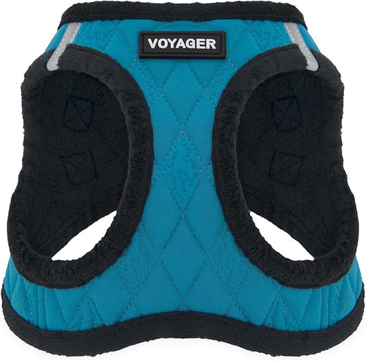 Best Pet Supplies - All Weather Mesh/Plush, Reflective, No Pull Harness for Small, Medium Dogs, Cats - Secure with Hook & Loop Fastener, Buckle, Double D-Rings - Turquoise Plush, L