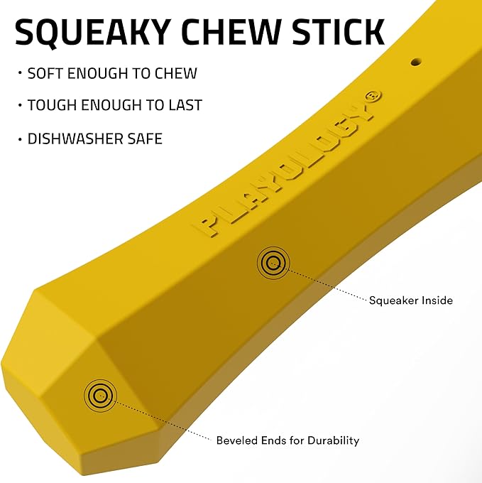 Playology Dog Toys | Durable Squeaky Chew Stick for Dogs | Medium Apple Cider Scented Toy - Limited Edition Fall Collection | Easy to Clean and Made from Non Toxic Materials