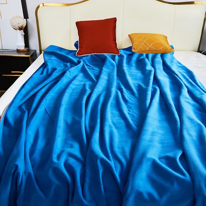 Waterproof Blanket for Bed Couch Sofa, 60"x80" Reversible & Washable, Waterproof Blanket Queen Size, Water Resistant Twin Bed Blankets, Leakproof (Blue/Warm White)