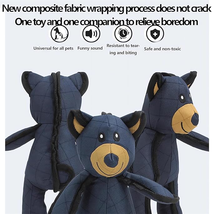 Unbreaka Bear Dog Unbreakable Teddy Extreme Bears 2.0 Dog Toys Aggressive Chewers Indestructible Stuffed Plush Dog Squeaky Toy Keep Them Busy Durable Tough Heavy Duty Chewer Dog Toy Large Breed (1PC)