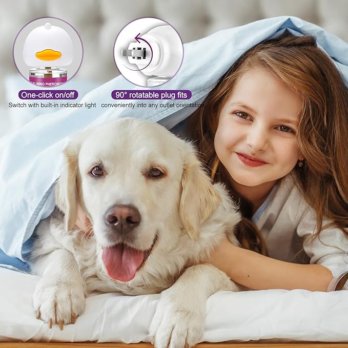 Cheerdog Dog Calming Pheromone Diffuser, Pet Calming Diffuser for Dog Anxiety Relief 3 Refills,Relieve Separation Anxiety, Stress Barking and Chewing Calm Relaxing (3)