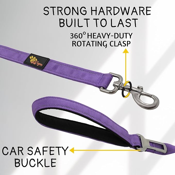 ADITYNA Tactical Bungee Dog Leash 6ft-7.5ft - Shock Absorbing Lead with 2 Padded Handles, Metal Clasp, Car Seatbelt - Heavy Duty No Pull for Medium, Large & XL Breeds