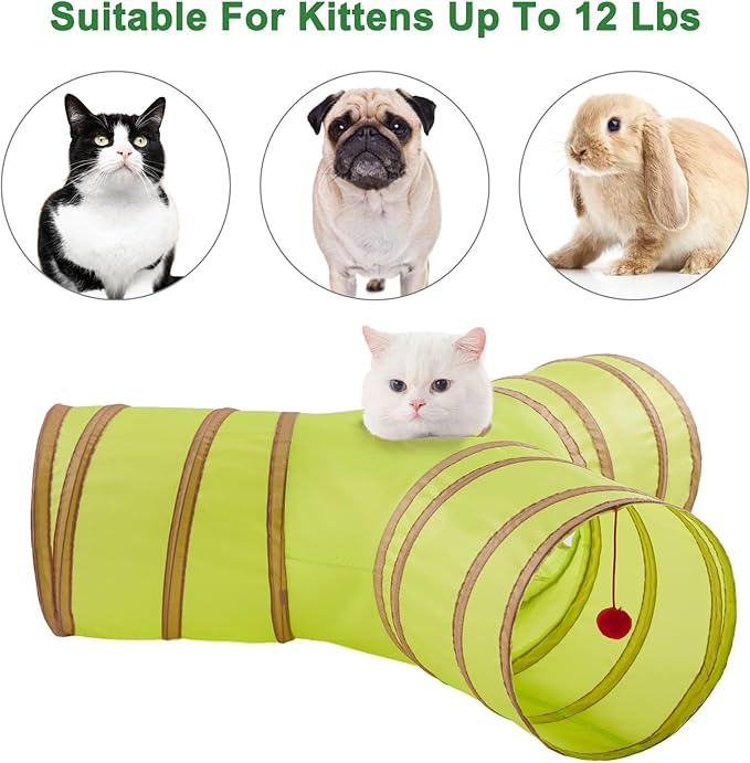 Cat Tunnels for Indoor Cats 3 Way Play Toy Kitty Tunnel Peek Hole Toy with Ball for Cat Tube Fun for Rabbits Kittens and Dogs