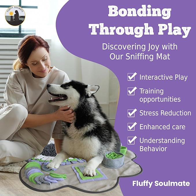 Paw Shaped Snuffle mat 29"x29" for Small, Medium, Big Size Dogs, Cats; Interactive Slow Feeding Sniffing mat for Mental Stimulation, Puzzle Toy for Encourages Natural Foraging Skills