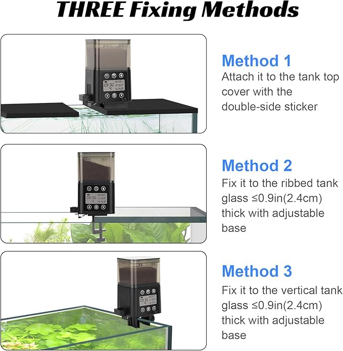 Smart Automatic Fish Feeder for Aquarium - [2025 Upgraded] 320ml Large Capacity & USB Rechargeable Fish Feeder Automatic Dispenser with LCD Display, Programmable Timer for Frequency & Portion Control