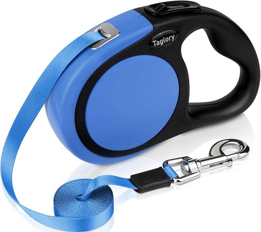 Taglory Retractable Dog Leash, 16ft No Tangle Leash Retractable for Medium and Large Dogs Up to 100 lbs, One-Handed Brake, Pause, Lock, Blue