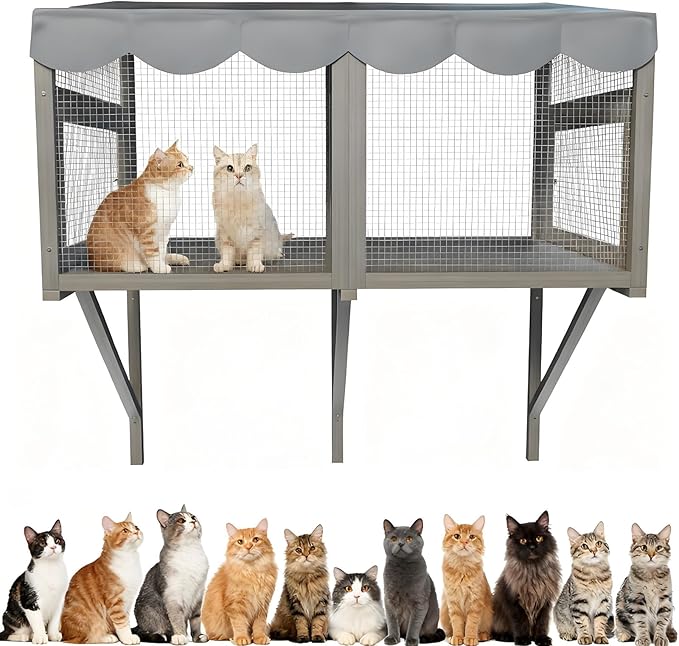 Cat Window Box,Outdoor Enclosure for Indoor Cats,Expandable Cat Window Perch for Indoor CatsCat Wall-Mounted Perch Suitable for Wooden&Cement Wall for Sunbathing,Napping,Overlooking,All Weather Use
