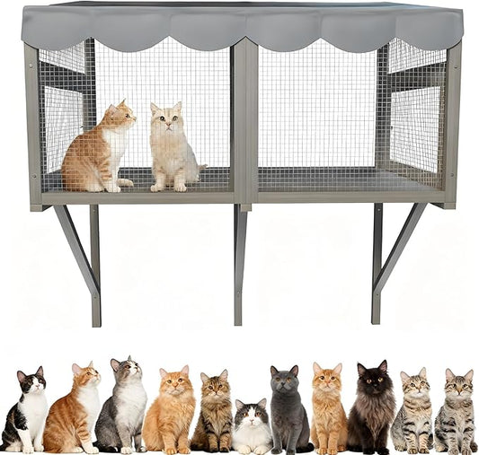 Cat Window Box,Outdoor Enclosure for Indoor Cats,Expandable Cat Window Perch for Indoor CatsCat Wall-Mounted Perch Suitable for Wooden&Cement Wall for Sunbathing,Napping,Overlooking,All Weather Use