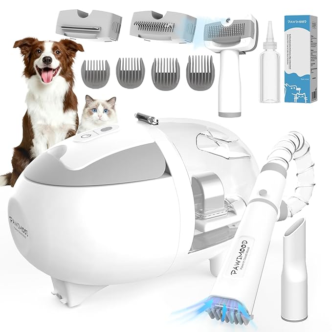 Dog Grooming Vacuum with 2L Dust Cup & 13000Pa Suction, 5-in-1 Low Noise Pet Grooming Kit with Clipper & Steam Brush for Shedding, Dog Vacuum for Dogs and Cats
