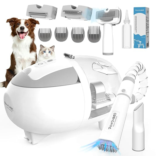 Dog Grooming Vacuum with 2L Dust Cup & 13000Pa Suction, 5-in-1 Low Noise Pet Grooming Kit with Clipper & Steam Brush for Shedding, Dog Vacuum for Dogs and Cats