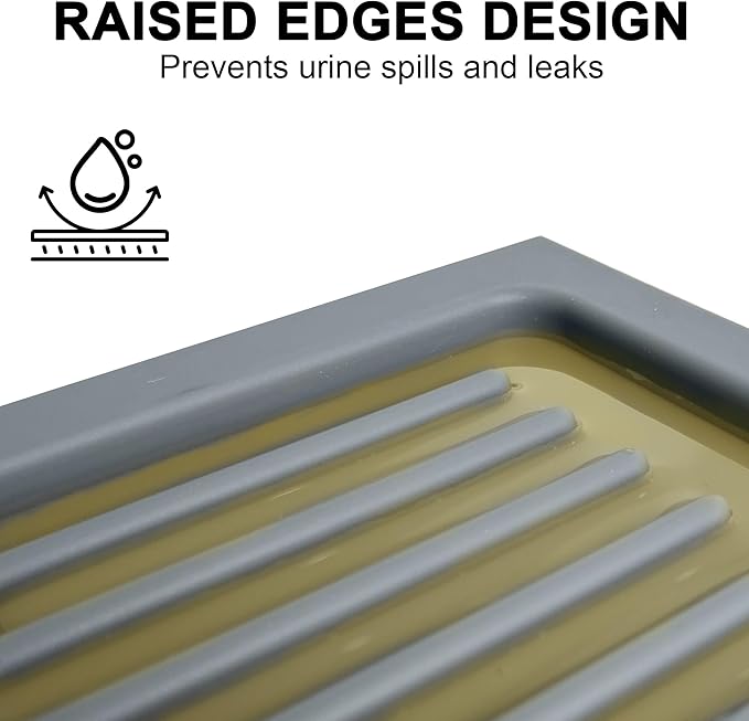 PetNova Extra Large Litter Mat: XL 39"x29" Silicone Waterproof Groove Design Litter Trapping Mat Easy to Clean for Multiple-Cats - Jumbo Non-Slip Cat Box Rug for Floor (Grey)