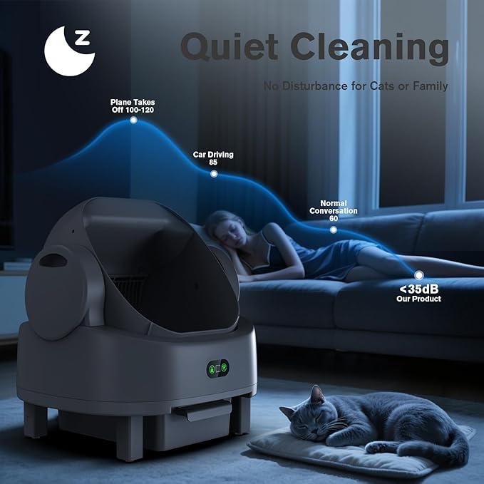 Automatic Cat Litter Box, Electric Large Open-Top Self Cleaning Litter Box for Multiple Cats, Smart APP Control, Multiple Safety Sensors, 1 Rolls Bags & 1 Mat, Arenero para Gatos Autolimpiable