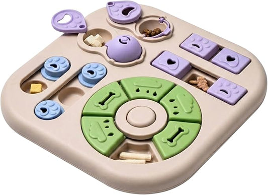 Interactive Dog Puzzle Toy, 4-in-1 Dog Enrichment Toy for Smart Dogs, Advanced Brain Games for Mental Stimulation, Non-Slip Slow Feeder & Treat Dispenser to Reduce Boredom and Destructive Behavior