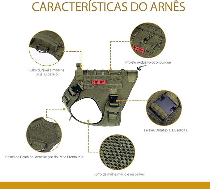 OneTigris Tactical Dog Harness,No-Pull Dog Vest with Leash Clips,Dog Harness Adjustable for Hiking Training Outdoor Dogs(Ranger Green, Medium)