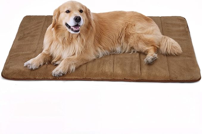 Dog Crate Pad for X Large Dogs - 41x27 Orthopedic Dog Bed with Memory Foam, Washable Water-Resistant Soft Pet Mat with Non-Slip Bottom, Khaki