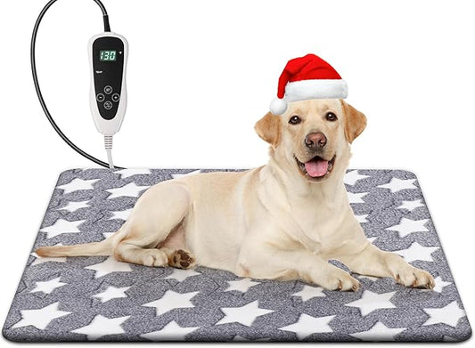 Newget Cat Heating Pad, Waterproof Pet Heating Pad for Cats Dog Indoor, 11 Adjustable Temperature Cat Warming Bed Mat with Timer, Indoor Heated Bed with Chew Resistant Cord (M: 28'' L X 18'' W)