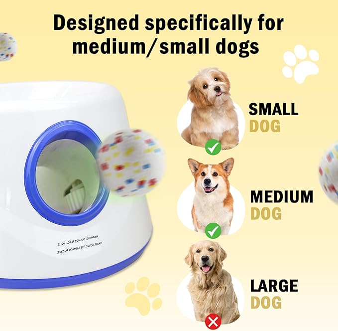 Automatic Dog Ball Launcher, Upgraded Dog Ball Throw Launcher, Adjustable Distance 20-45FT, for Small/Medium Dogs, with 3 2.3-inch ETPU Balls, Indoor and Outdoor Interactive Toys