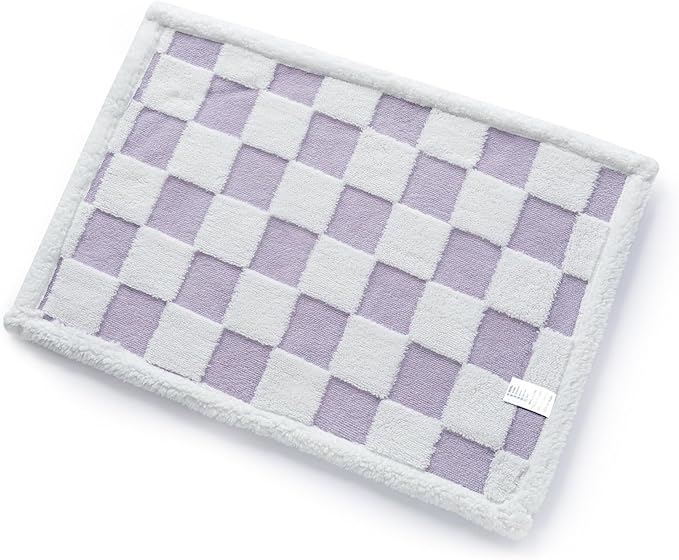 Waterproof Pet Blanket,Dog Bed Covers Small Throw for Puppy Cats Stylish Jacquard Pets Couch Sofa Furniture Protection Washable Reversible Covers (Purple Check,XS)