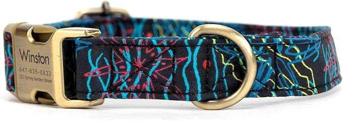 Personalized Dog Collar with Name and Phone Number Engraved,Adjustable Custom Puppy Collar,Organic Cotton Pet Collar for Small Medium Large Boy Girl Dogs